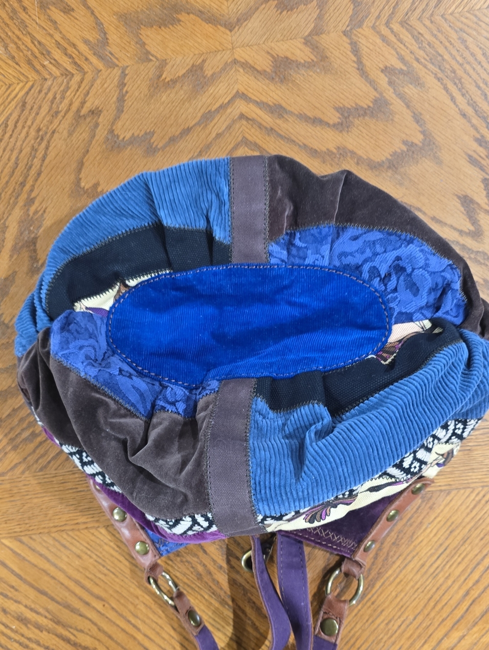 Lucky Brand Bohemian Patchwork Purple Velvet Shoulder Bag - Picture 8 of 8